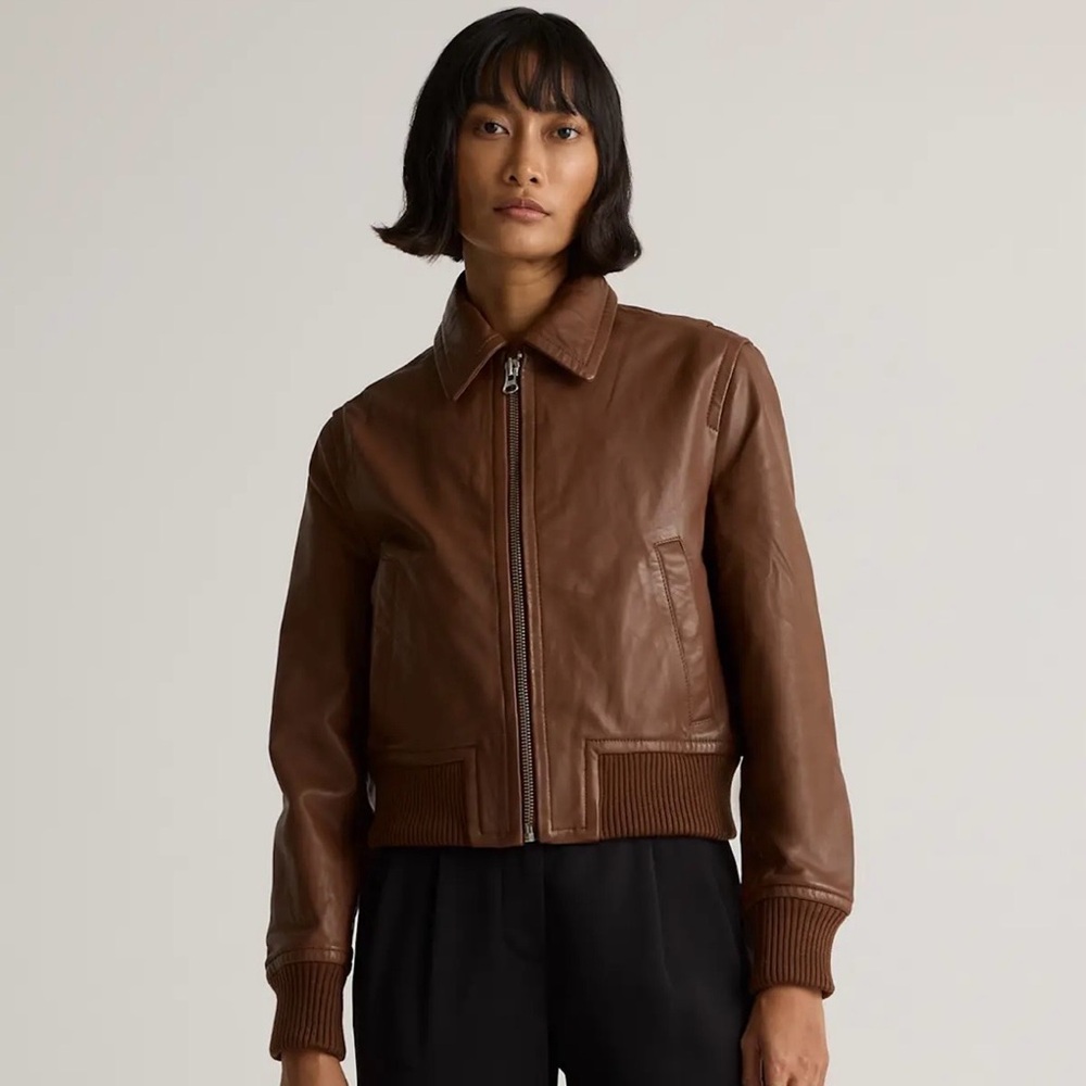 NWT QUINCE 100% Washed Leather Bomber Jacket - Picture 4 of 16